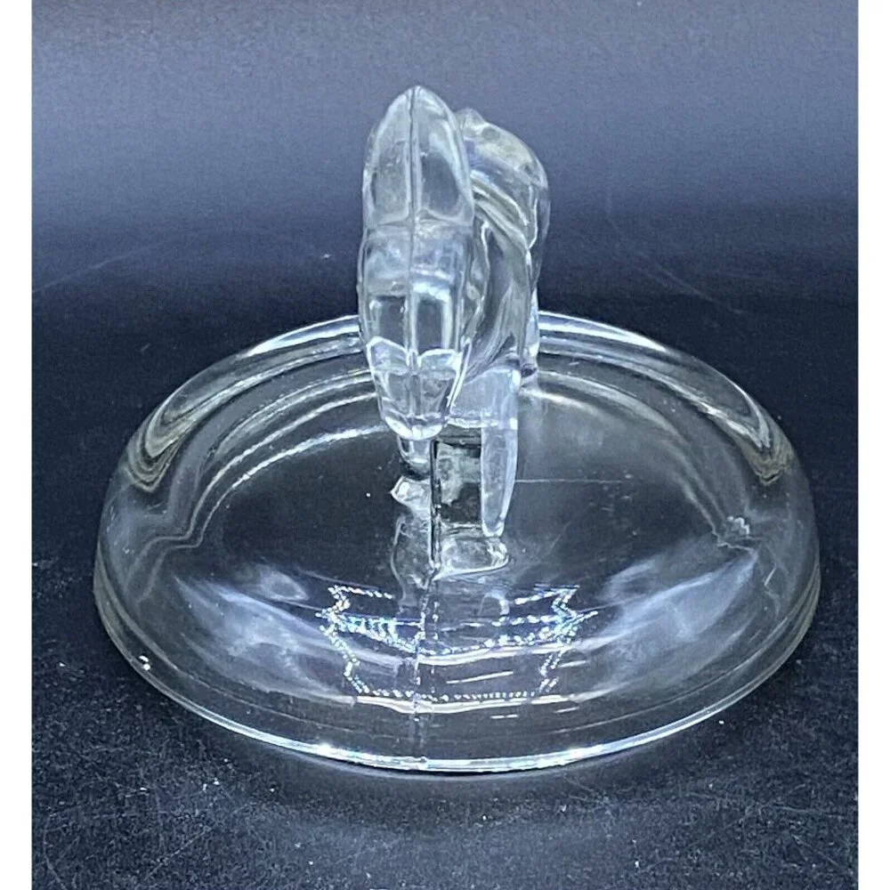 Jeanette Clear Glass Donkey Trinket Dish Lid only Vintage - Picture 5 of 7